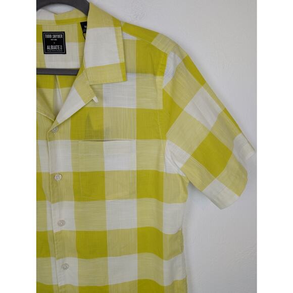 Todd Snyder Albiate Camp Shirt Vintage Plaid Short Sleeves Yellow NWT Size M - Picture 2 of 13